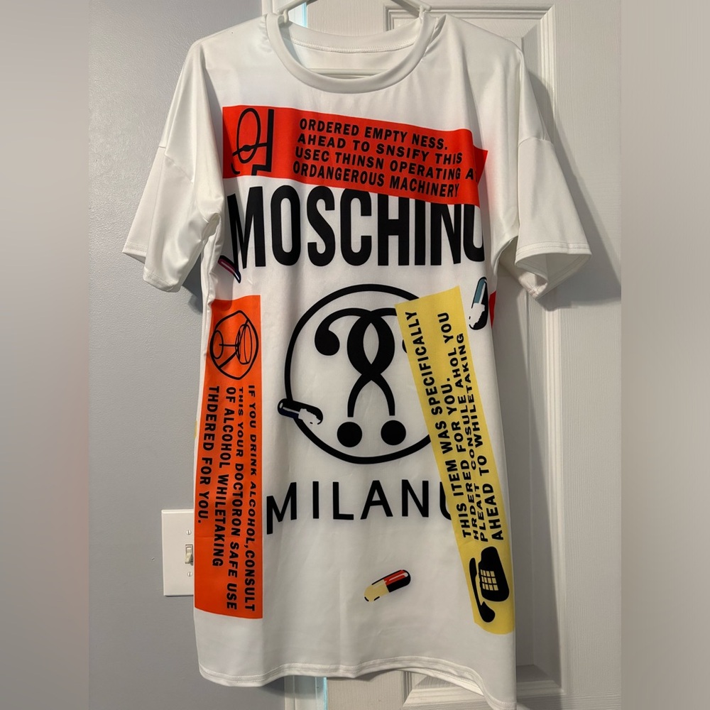 Moschino Multicolored Crew Neck Raglan Mini Dress